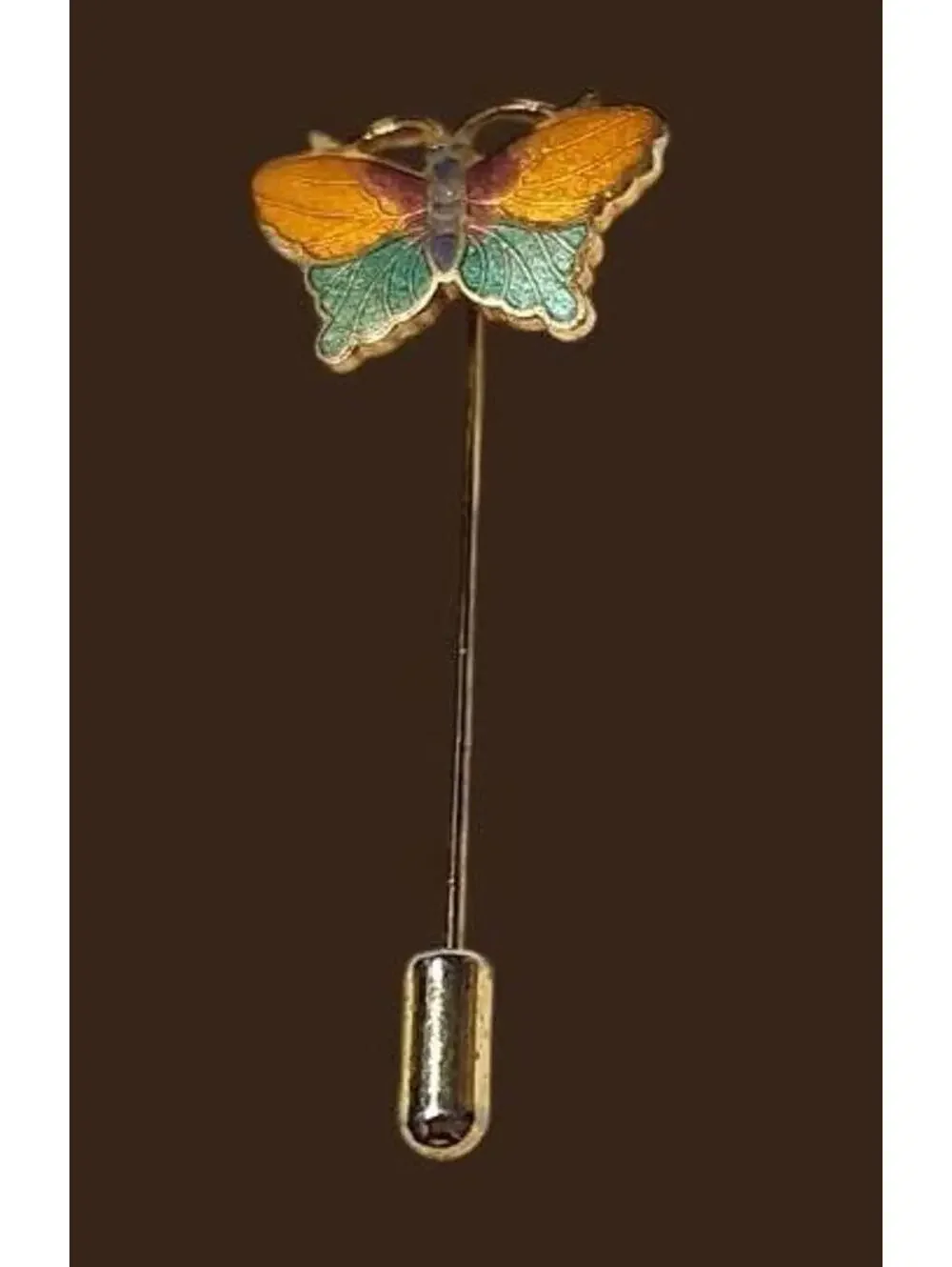 Vintage Butterfly Stick Pin Lapel Gold Tone